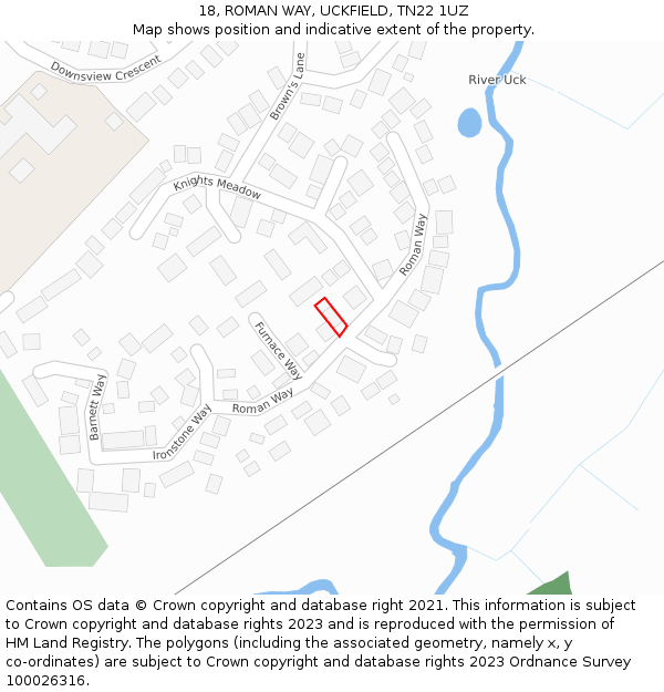 18, ROMAN WAY, UCKFIELD, TN22 1UZ: Location map and indicative extent of plot