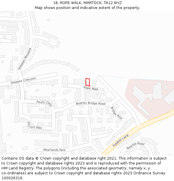 18, ROPE WALK, MARTOCK, TA12 6HZ: Location map and indicative extent of plot