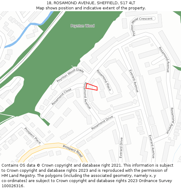 18, ROSAMOND AVENUE, SHEFFIELD, S17 4LT: Location map and indicative extent of plot