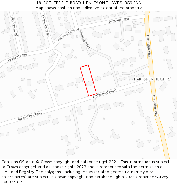 18, ROTHERFIELD ROAD, HENLEY-ON-THAMES, RG9 1NN: Location map and indicative extent of plot