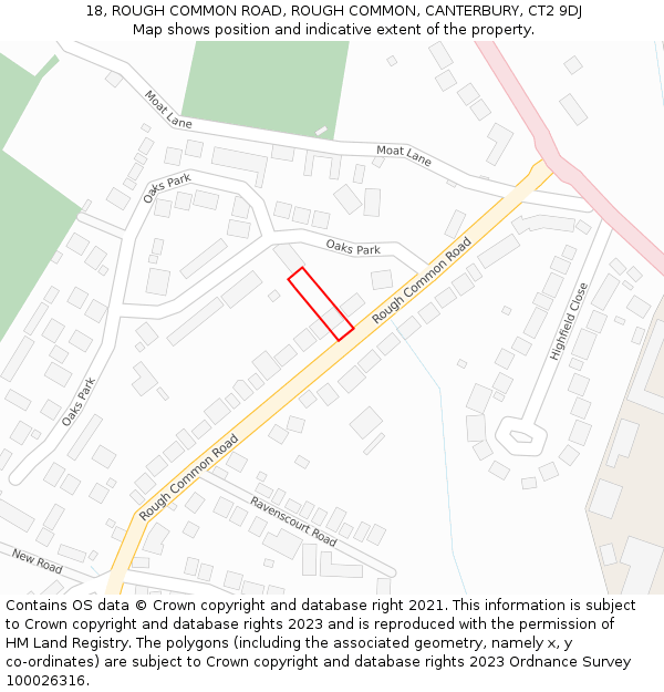 18, ROUGH COMMON ROAD, ROUGH COMMON, CANTERBURY, CT2 9DJ: Location map and indicative extent of plot