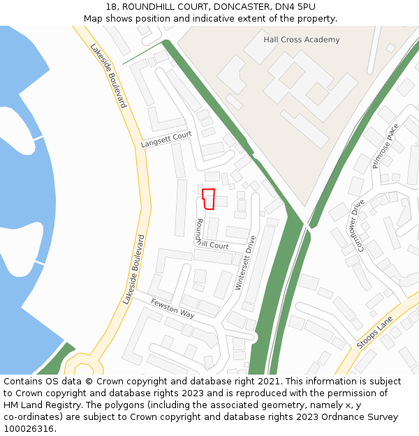 18, ROUNDHILL COURT, DONCASTER, DN4 5PU: Location map and indicative extent of plot