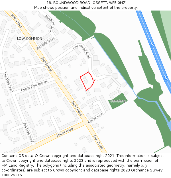 18, ROUNDWOOD ROAD, OSSETT, WF5 0HZ: Location map and indicative extent of plot