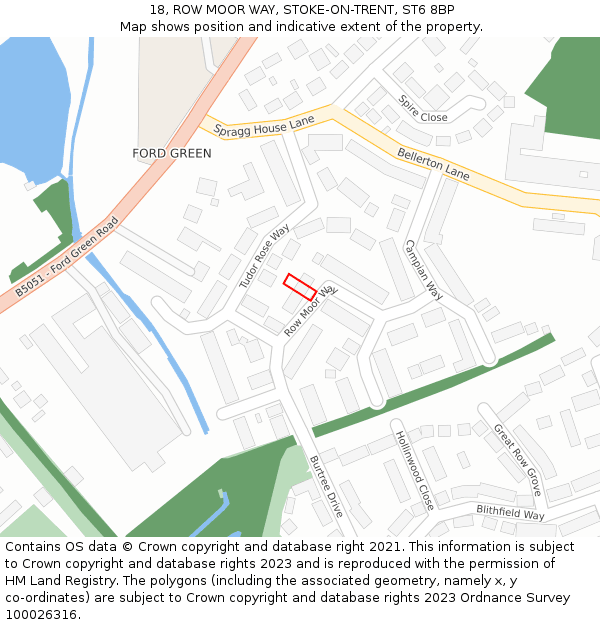 18, ROW MOOR WAY, STOKE-ON-TRENT, ST6 8BP: Location map and indicative extent of plot