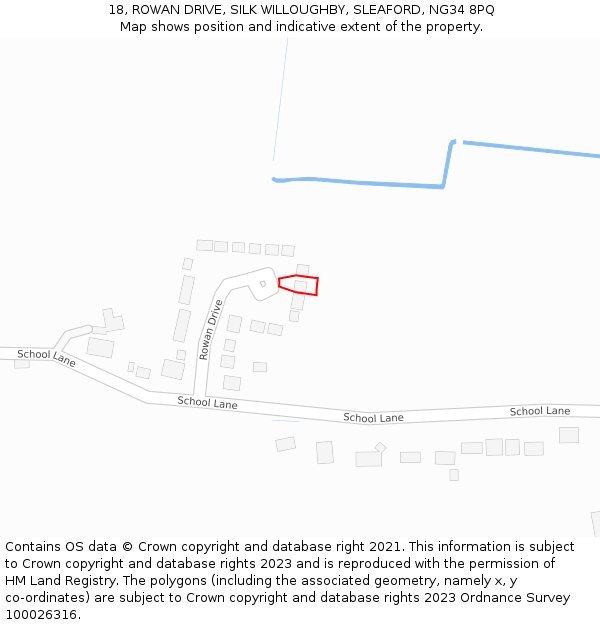 18, ROWAN DRIVE, SILK WILLOUGHBY, SLEAFORD, NG34 8PQ: Location map and indicative extent of plot