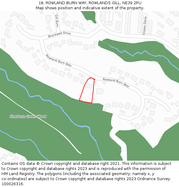 18, ROWLAND BURN WAY, ROWLANDS GILL, NE39 2PU: Location map and indicative extent of plot