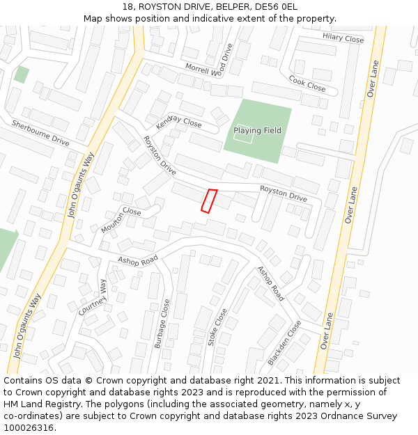 18, ROYSTON DRIVE, BELPER, DE56 0EL: Location map and indicative extent of plot