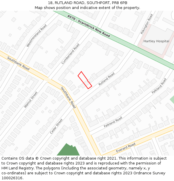 18, RUTLAND ROAD, SOUTHPORT, PR8 6PB: Location map and indicative extent of plot