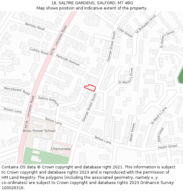 18, SALTIRE GARDENS, SALFORD, M7 4BG: Location map and indicative extent of plot