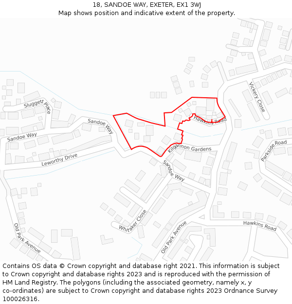 18, SANDOE WAY, EXETER, EX1 3WJ: Location map and indicative extent of plot