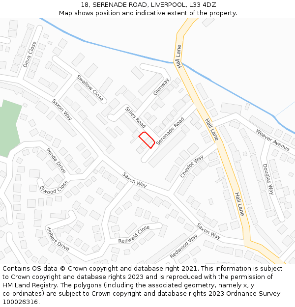 18, SERENADE ROAD, LIVERPOOL, L33 4DZ: Location map and indicative extent of plot