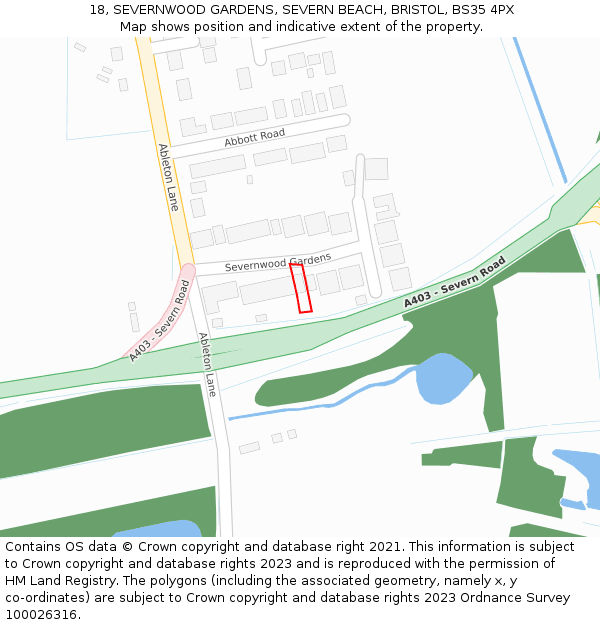 18, SEVERNWOOD GARDENS, SEVERN BEACH, BRISTOL, BS35 4PX: Location map and indicative extent of plot