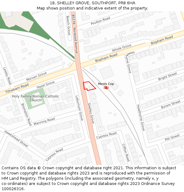 18, SHELLEY GROVE, SOUTHPORT, PR8 6HA: Location map and indicative extent of plot