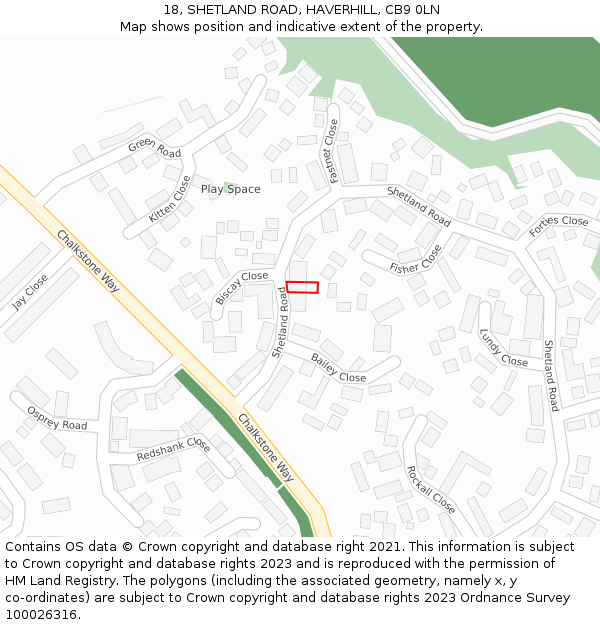 18, SHETLAND ROAD, HAVERHILL, CB9 0LN: Location map and indicative extent of plot