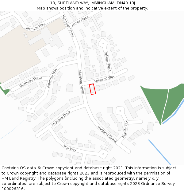 18, SHETLAND WAY, IMMINGHAM, DN40 1RJ: Location map and indicative extent of plot