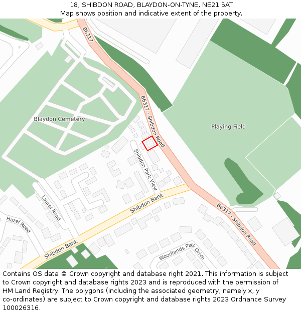 18, SHIBDON ROAD, BLAYDON-ON-TYNE, NE21 5AT: Location map and indicative extent of plot
