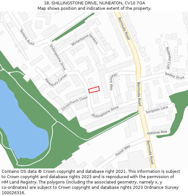 18, SHILLINGSTONE DRIVE, NUNEATON, CV10 7GA: Location map and indicative extent of plot
