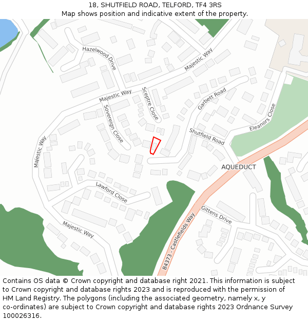 18, SHUTFIELD ROAD, TELFORD, TF4 3RS: Location map and indicative extent of plot