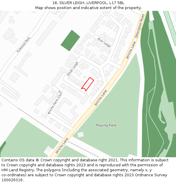 18, SILVER LEIGH, LIVERPOOL, L17 5BL: Location map and indicative extent of plot