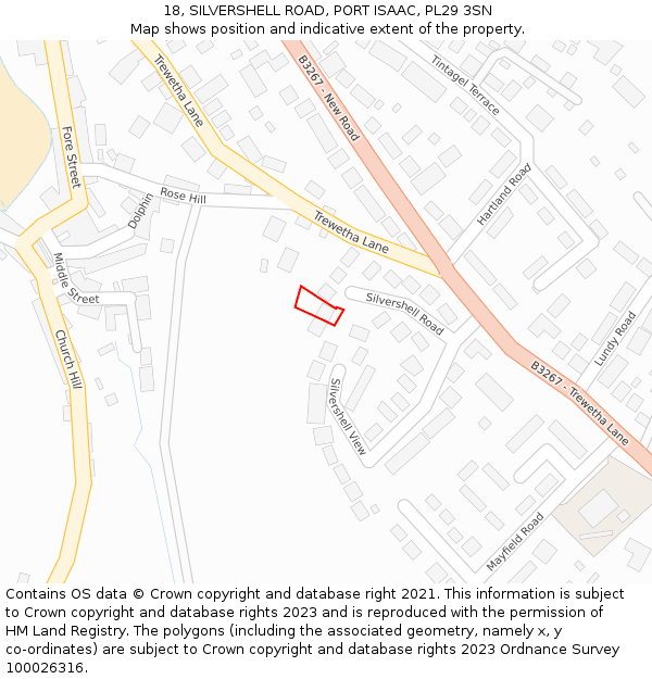 18, SILVERSHELL ROAD, PORT ISAAC, PL29 3SN: Location map and indicative extent of plot