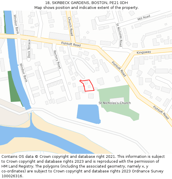 18, SKIRBECK GARDENS, BOSTON, PE21 0DH: Location map and indicative extent of plot