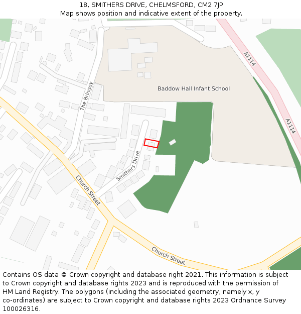 18, SMITHERS DRIVE, CHELMSFORD, CM2 7JP: Location map and indicative extent of plot