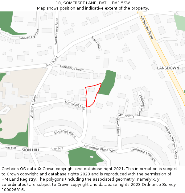 18, SOMERSET LANE, BATH, BA1 5SW: Location map and indicative extent of plot