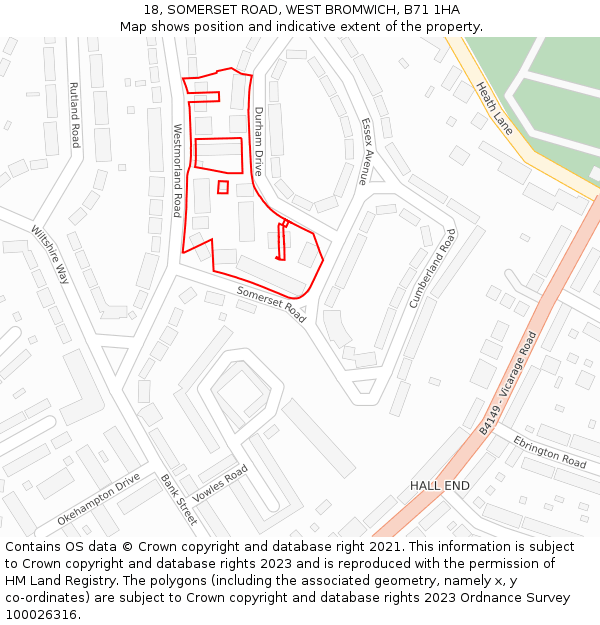18, SOMERSET ROAD, WEST BROMWICH, B71 1HA: Location map and indicative extent of plot