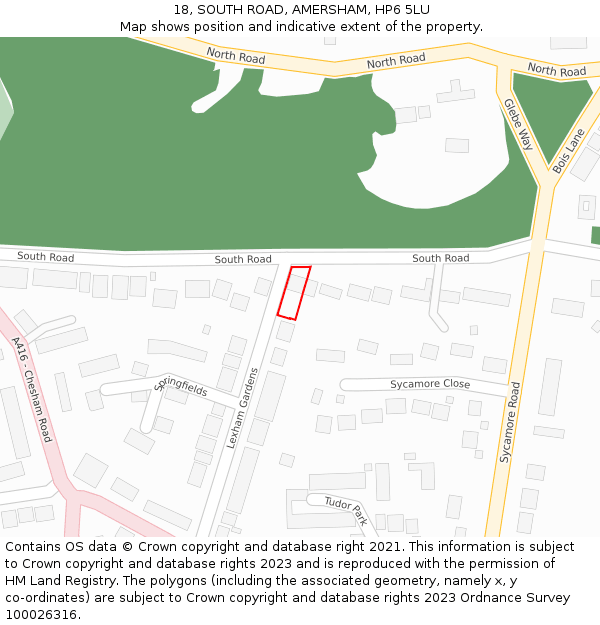 18, SOUTH ROAD, AMERSHAM, HP6 5LU: Location map and indicative extent of plot