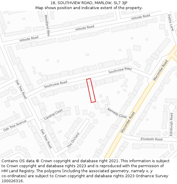 18, SOUTHVIEW ROAD, MARLOW, SL7 3JP: Location map and indicative extent of plot