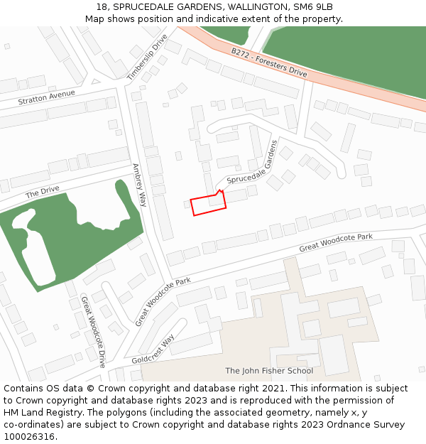 18, SPRUCEDALE GARDENS, WALLINGTON, SM6 9LB: Location map and indicative extent of plot