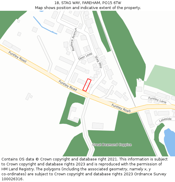 18, STAG WAY, FAREHAM, PO15 6TW: Location map and indicative extent of plot