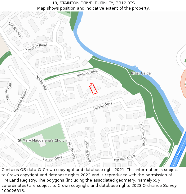 18, STAINTON DRIVE, BURNLEY, BB12 0TS: Location map and indicative extent of plot