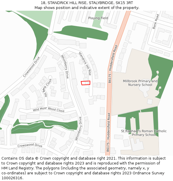 18, STANDRICK HILL RISE, STALYBRIDGE, SK15 3RT: Location map and indicative extent of plot