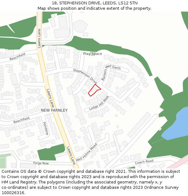 18, STEPHENSON DRIVE, LEEDS, LS12 5TN: Location map and indicative extent of plot