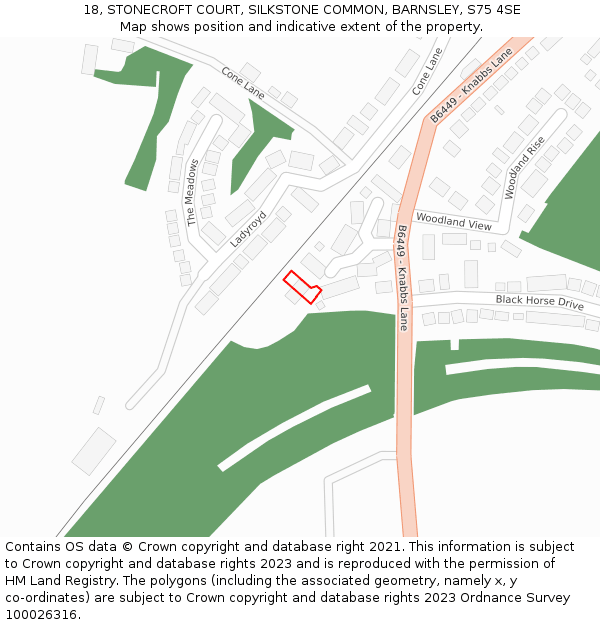 18, STONECROFT COURT, SILKSTONE COMMON, BARNSLEY, S75 4SE: Location map and indicative extent of plot