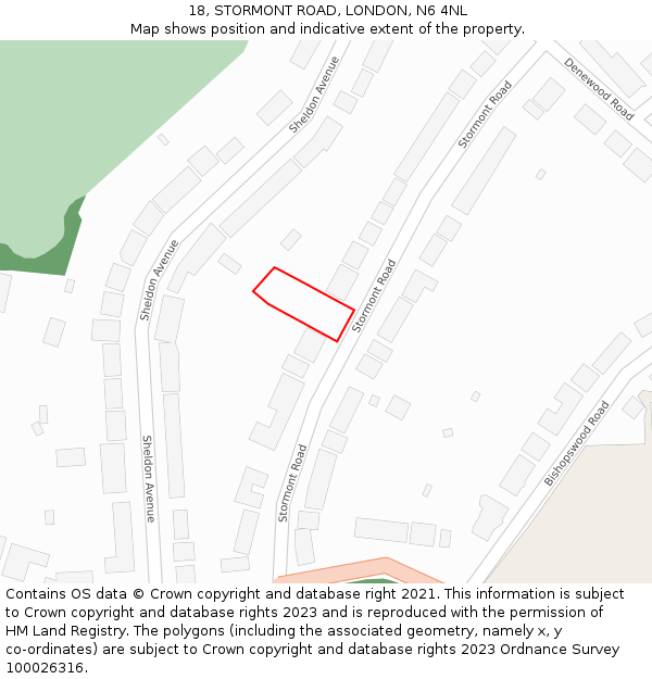 18, STORMONT ROAD, LONDON, N6 4NL: Location map and indicative extent of plot