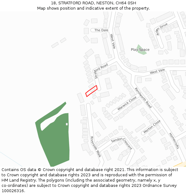 18, STRATFORD ROAD, NESTON, CH64 0SH: Location map and indicative extent of plot