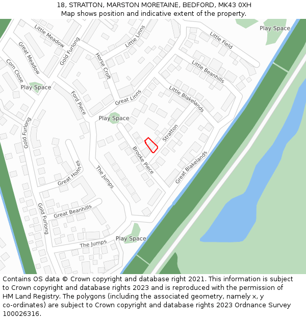 18, STRATTON, MARSTON MORETAINE, BEDFORD, MK43 0XH: Location map and indicative extent of plot