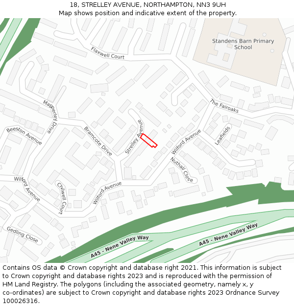 18, STRELLEY AVENUE, NORTHAMPTON, NN3 9UH: Location map and indicative extent of plot