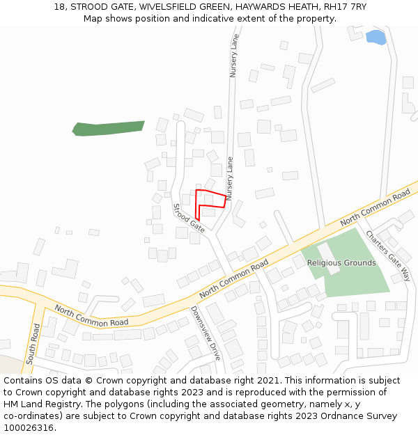 18, STROOD GATE, WIVELSFIELD GREEN, HAYWARDS HEATH, RH17 7RY: Location map and indicative extent of plot