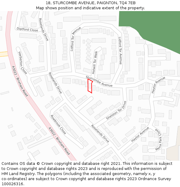 18, STURCOMBE AVENUE, PAIGNTON, TQ4 7EB: Location map and indicative extent of plot
