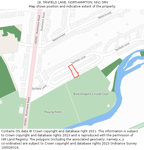 18, TANFIELD LANE, NORTHAMPTON, NN1 5RN: Location map and indicative extent of plot