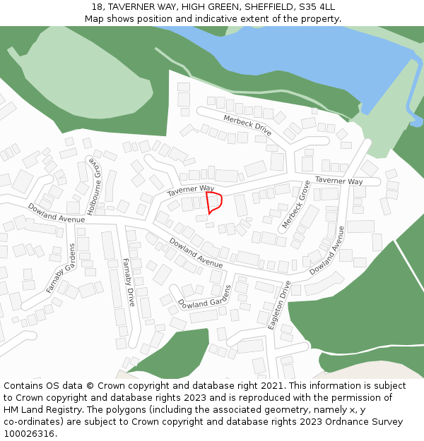 18, TAVERNER WAY, HIGH GREEN, SHEFFIELD, S35 4LL: Location map and indicative extent of plot