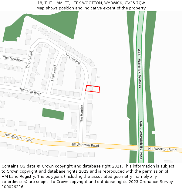 18, THE HAMLET, LEEK WOOTTON, WARWICK, CV35 7QW: Location map and indicative extent of plot