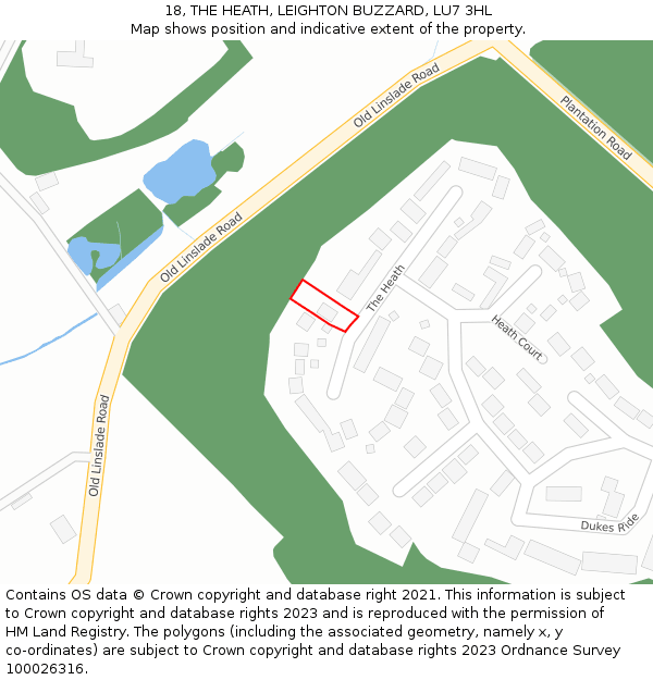 18, THE HEATH, LEIGHTON BUZZARD, LU7 3HL: Location map and indicative extent of plot