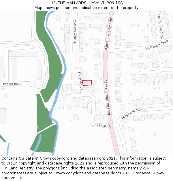 18, THE MALLARDS, HAVANT, PO9 1SS: Location map and indicative extent of plot
