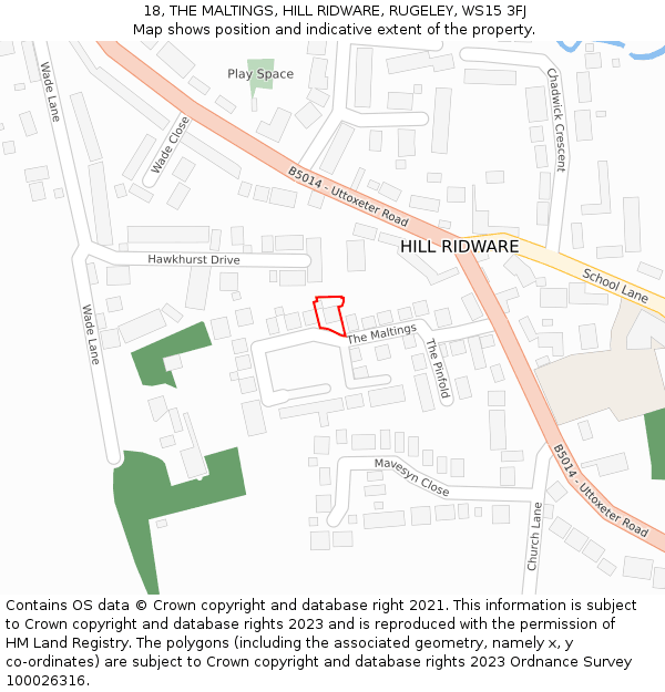 18, THE MALTINGS, HILL RIDWARE, RUGELEY, WS15 3FJ: Location map and indicative extent of plot