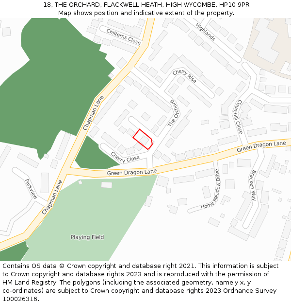 18, THE ORCHARD, FLACKWELL HEATH, HIGH WYCOMBE, HP10 9PR: Location map and indicative extent of plot