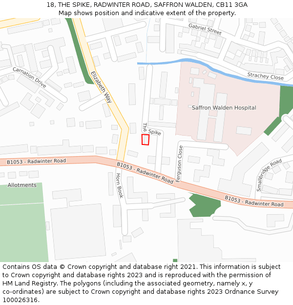 18, THE SPIKE, RADWINTER ROAD, SAFFRON WALDEN, CB11 3GA: Location map and indicative extent of plot